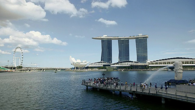 鱼尾狮公园和滨海湾金沙与新加坡传单滨海湾视频素材