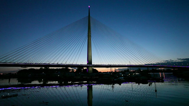 塞尔维亚贝尔格莱德:萨瓦河上的新桥视频素材