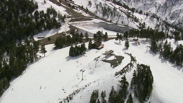 高空滑雪胜地/加利福尼亚，美国的WS航空DS视图视频素材