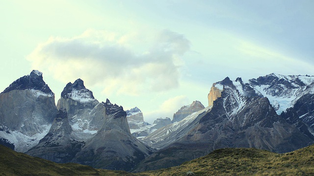 WS T/L山顶视图/ Torres del Paine，智利巴塔哥尼亚，智利视频素材