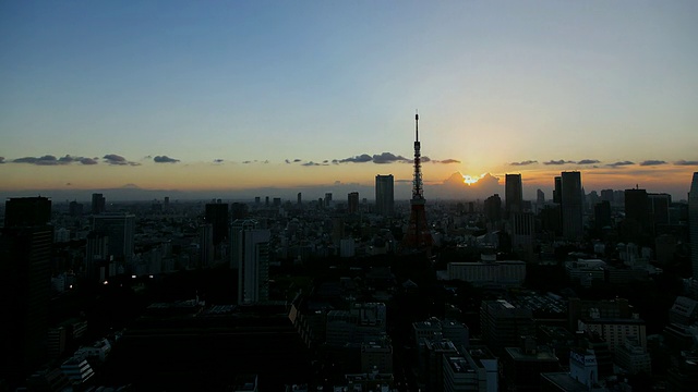 日落东京塔和六本木和上谷地区/东京，日本视频素材