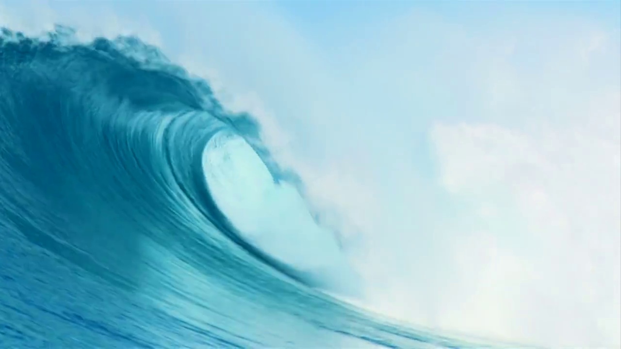 印尼20英尺高的巨浪冲破珊瑚礁，慢镜头拍摄视频素材