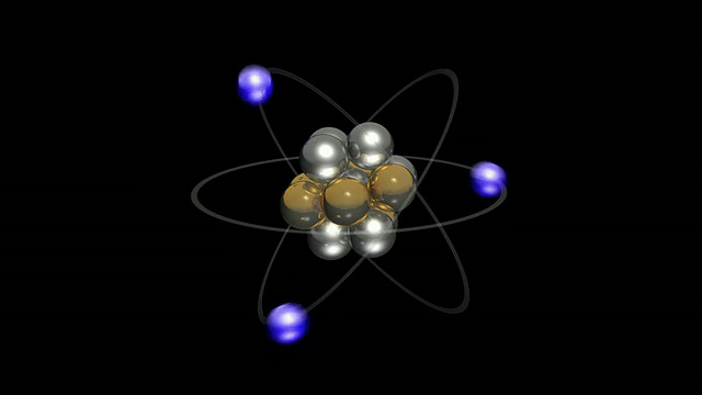 玻尔原子模型的CGI显示电子，中子和质子视频下载