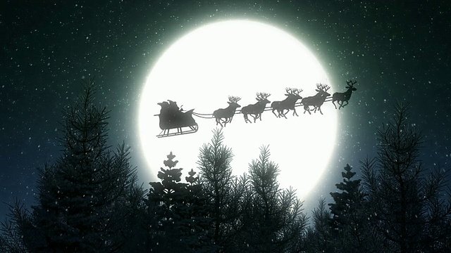 圣诞夜飞翔的圣诞老人视频下载