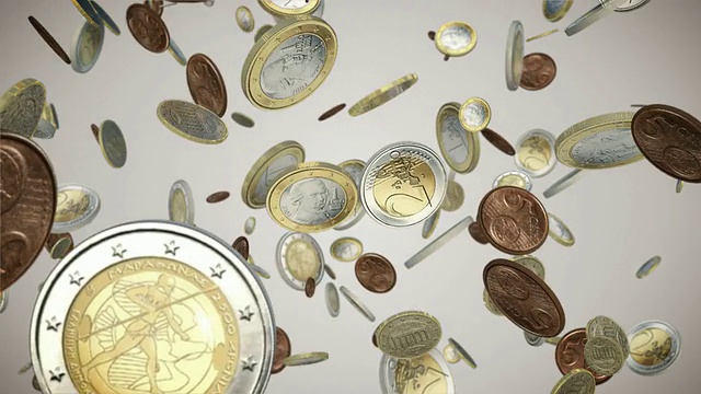 欧元硬币下落循环视频素材