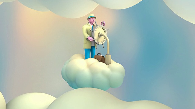在天空中骑着云的商人(3圈)视频下载