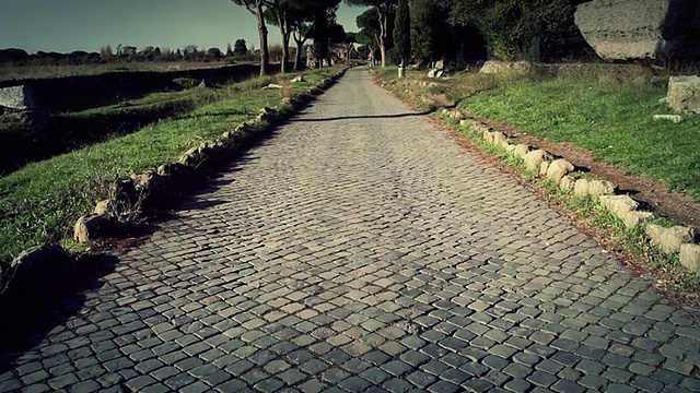 罗马的亚庇古道，或者叫阿庇亚安提卡路视频素材
