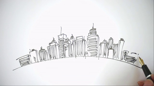 城市景观素描、手绘视频下载