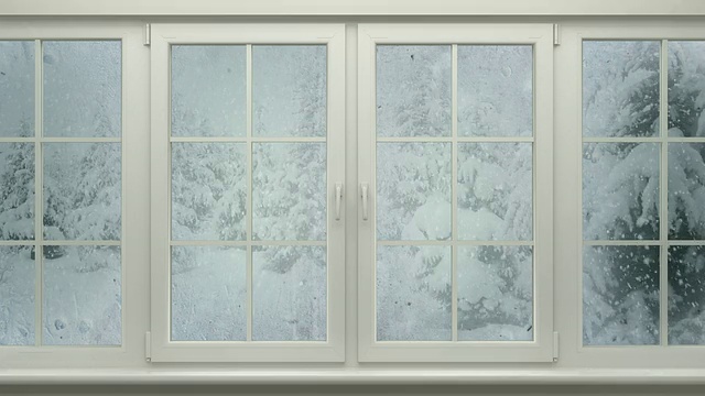 窗户后的冬季景观视频素材