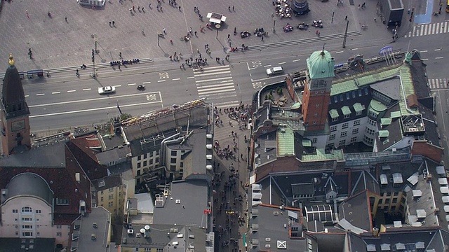 步行街鸟瞰图/哥本哈根，丹麦视频素材