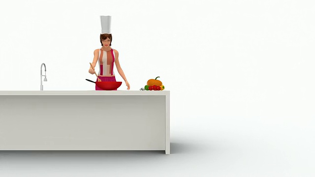 女厨师在厨房准备食物视频下载