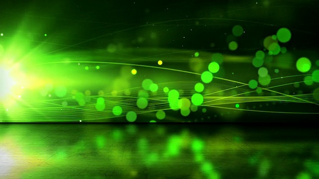 抽象流动波背景环-反射地板绿色(HD)视频素材