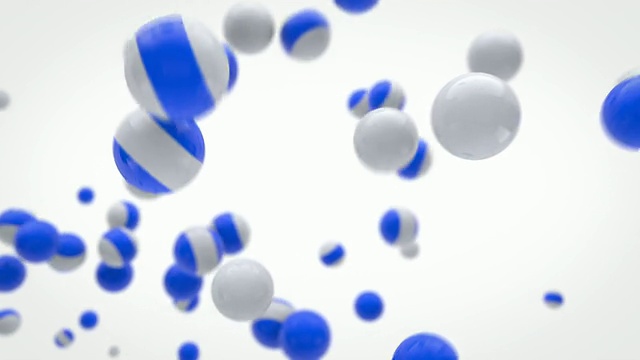 有趣的飞行球动画-蓝色和白色(全高清)视频素材