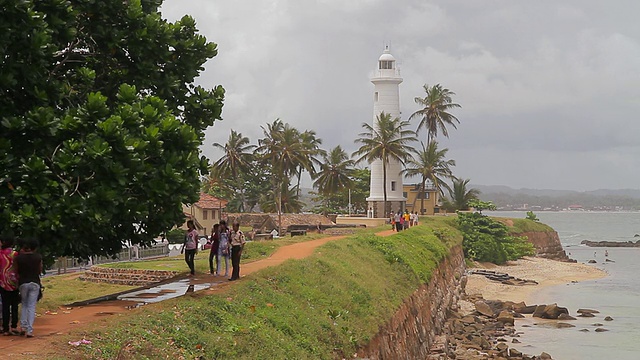 加勒堡音频/加勒，斯里兰卡南部省，灯塔和游客视频素材