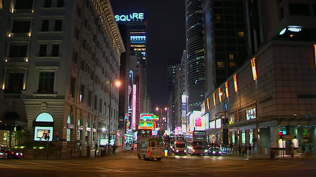 倾斜拍摄夜市，香港，广东，中国视频下载