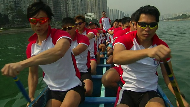近距离拍摄的人划船香港广东中国视频下载
