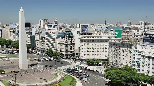 MS, Republica / Obelisco de布宜诺斯艾利斯/布宜诺斯艾利斯广场的方尖碑视频素材