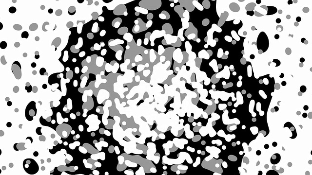 形态发生演化:由小颗粒，黑上白(过渡)视频素材