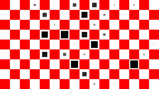 棋盘格局:正方形，混沌的进程，最后消失(过渡)视频素材