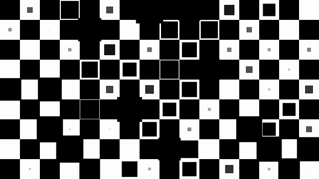 棋盘格局:黑色方块，混沌进程，最后被擦除(过渡)视频素材