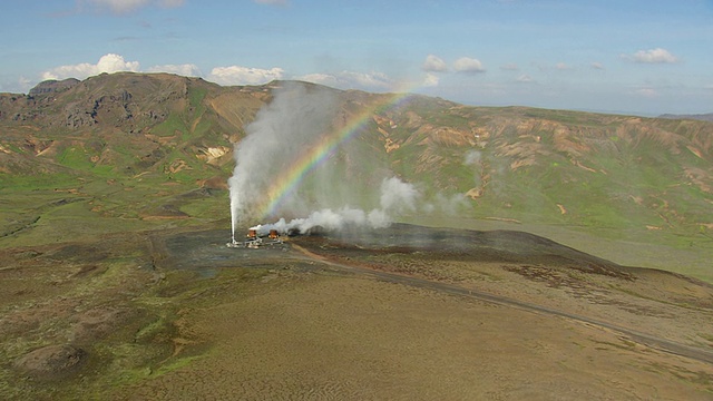 冰岛Hellisheidi地热发电厂的空中视图视频下载