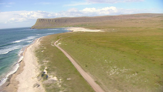 冰岛Latrabjarg海滩的WS鸟瞰图视频素材