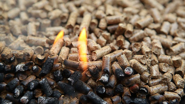 木屑颗粒燃烧作为替代热源视频下载