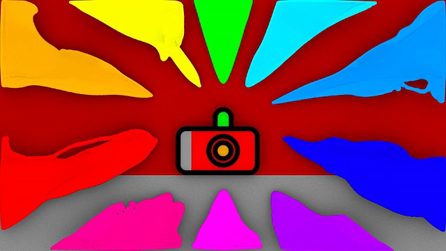 弹跳数码相机闪烁彩色油漆飞溅视频下载
