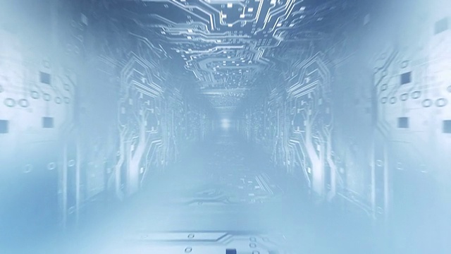 电路板隧道(浅蓝色)-回路视频素材