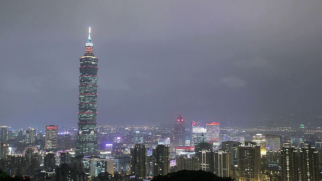 T/L WS HA城市天际线在晚上/台北，台湾视频下载