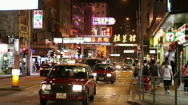WS晚上的街景/中国香港视频素材