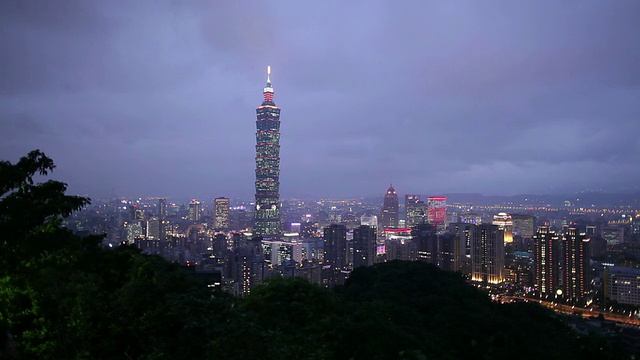 晚上的WS城市天际线/台北，台湾视频素材