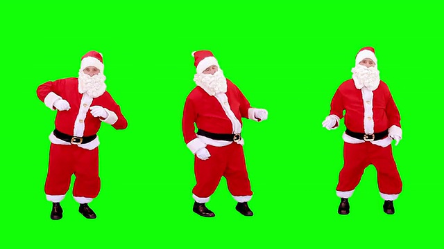 圣诞老人跳舞。绿色的屏幕。视频下载