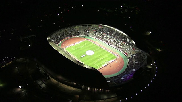 WS鸟瞰图华城体育复合体在晚上/华城，京畿道，韩国视频素材