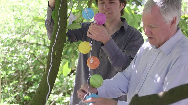 男人装饰树视频素材
