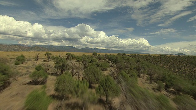 MS AERIAL View of flat - top mountains with灌木和山峰覆盖在glenwood springs地区/科罗拉多州，美国视频素材