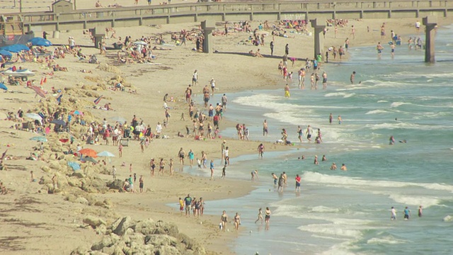 希尔斯伯勒海滩/希尔斯伯勒海滩游客鸟瞰图，佛罗里达，美国视频素材