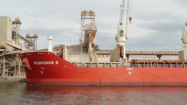 巴西巴拉那瓜港口装载大豆的MS、TS船视频素材