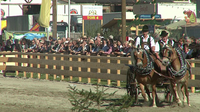 历史上的慕尼黑啤酒节上的马车视频素材