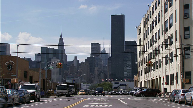 从长岛市看曼哈顿中城的天际线视频素材