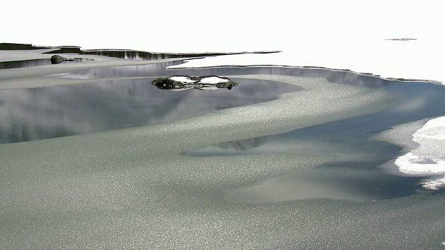 湖面上的冰在融化，早春视频素材