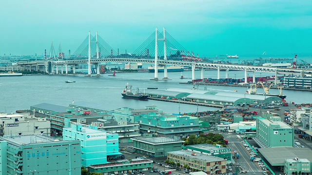WS T/L横滨湾大桥和仓库/横滨，神奈川，日本视频下载