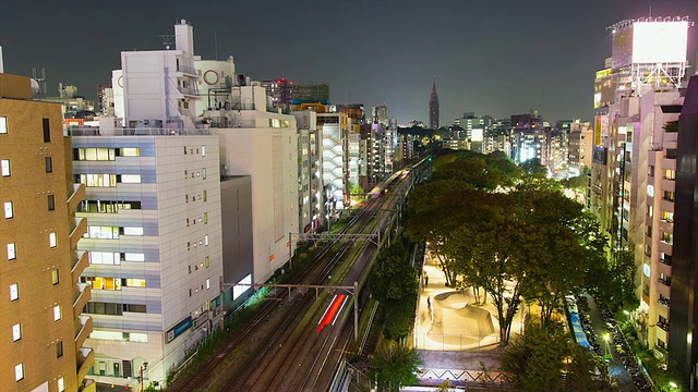 从涩谷到原宿的火车轨道和滑板公园/东京，日本视频素材