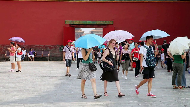 MS拍摄的游客在中国北京紫禁城行走视频素材