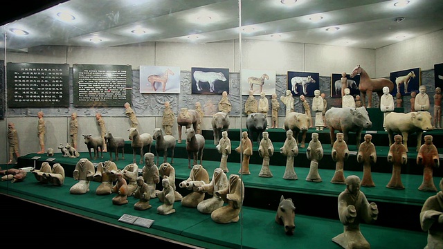 MS PAN汉阳陵墓地下博物馆出土陶俑拍摄/中国西安视频下载
