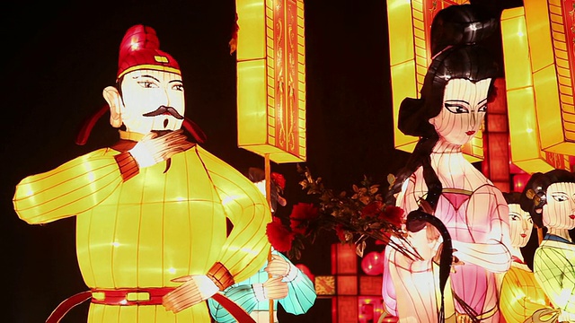 庆祝春节的中国灯笼/西安，中国视频购买