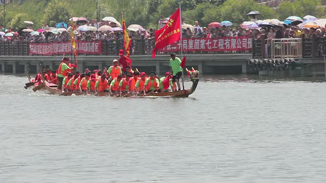 WS TS端午节传统赛龙舟拍摄/中国陕西西安视频下载