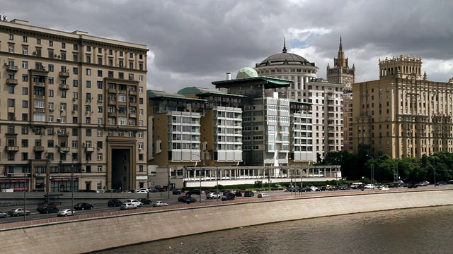 斯大林时代的建筑和位于俄罗斯莫斯科市中心的英国大使馆视频下载