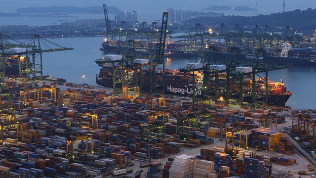 MS TL日日夜夜的新加坡港口和集装箱视频素材