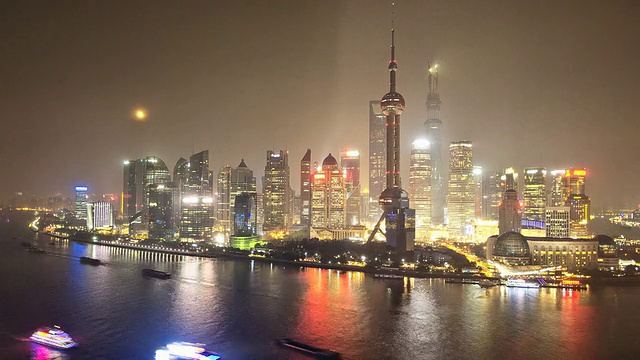 上海浦东白天到晚上的高清延时。中国视频下载